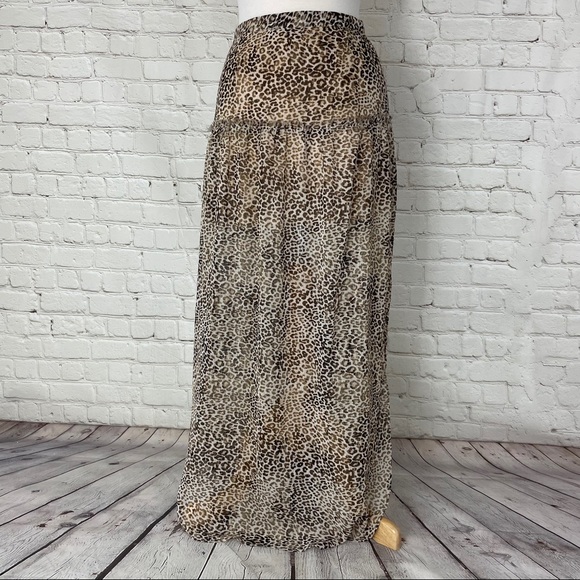 UO Ecote Leopard Animal Print Maxi Skirt Size 10 - Picture 2 of 15